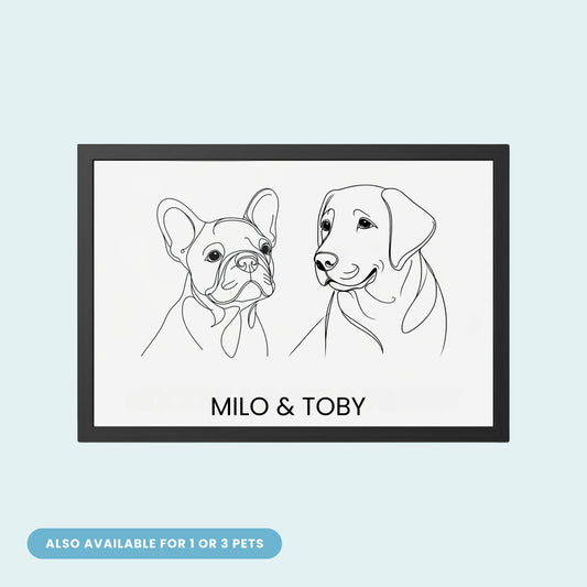 Custom Line Art Portrait - 2 Pets