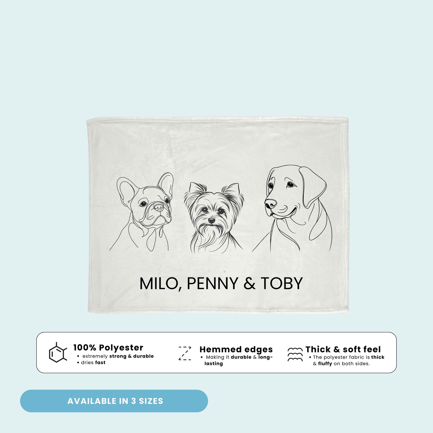 Custom Line Art blanket - 3 Pet