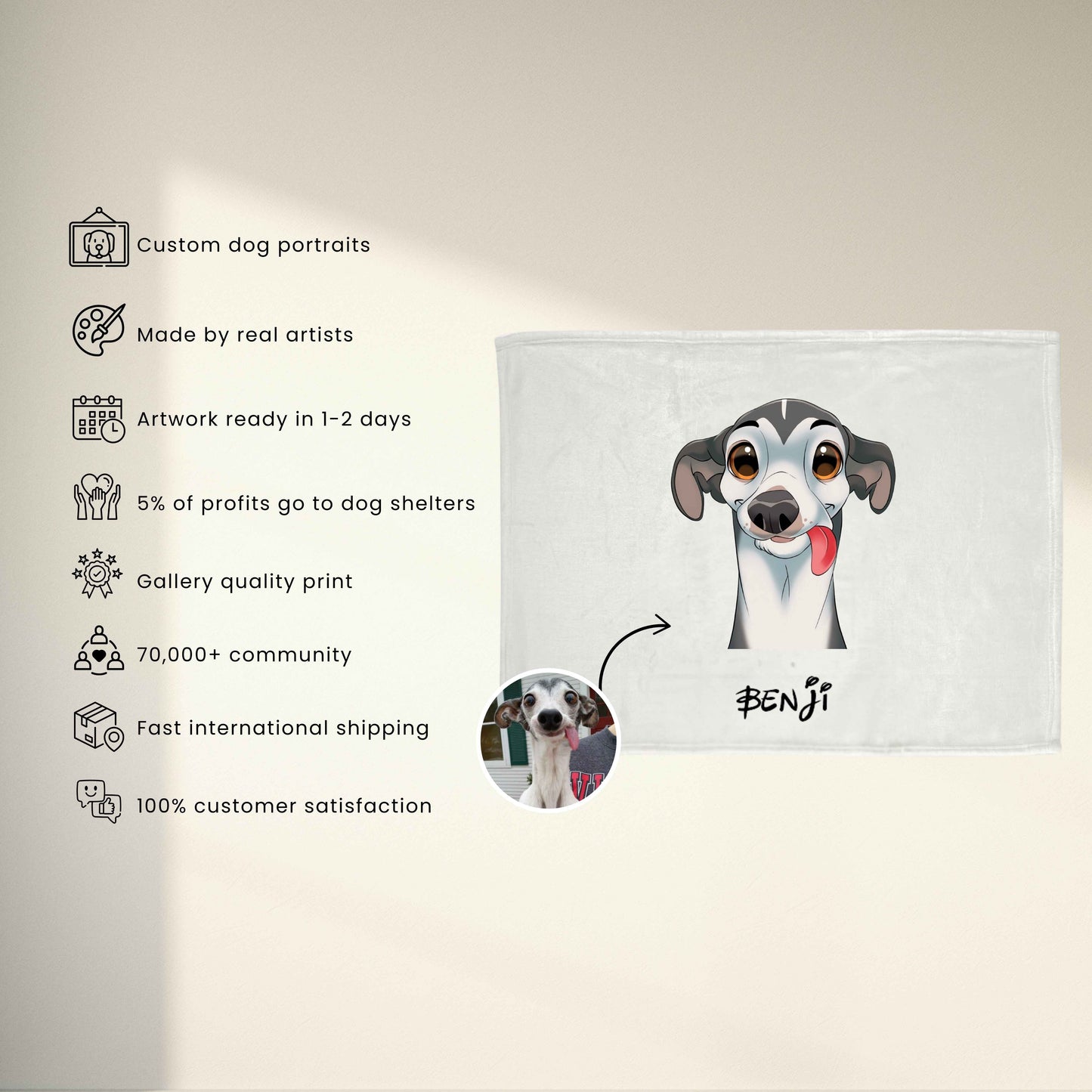 Custom Cartoon Pet Blanket - 2 Pet