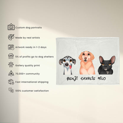 Custom Cartoon Pet Blanket - 3 Pet