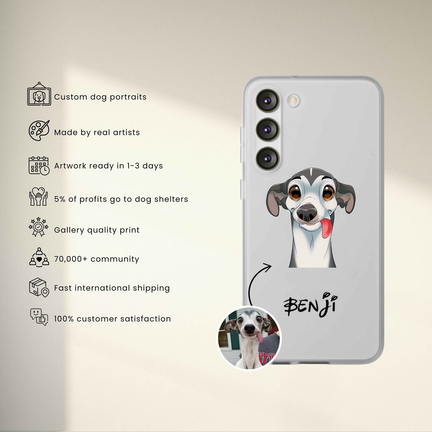 Custom Cartoon Pet Samsung Phone Case - 3 Pets