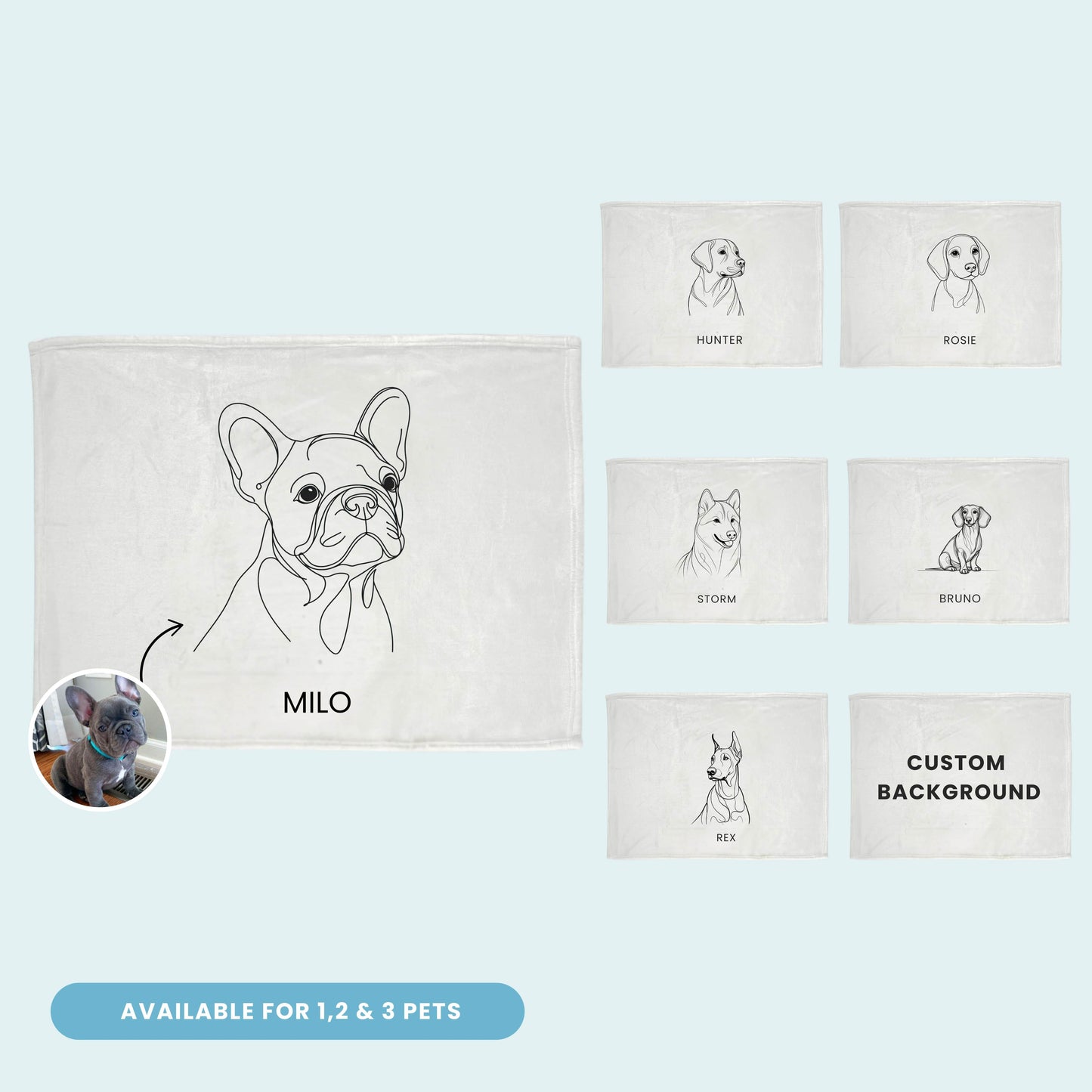 Custom Line Art blanket - 3 Pet