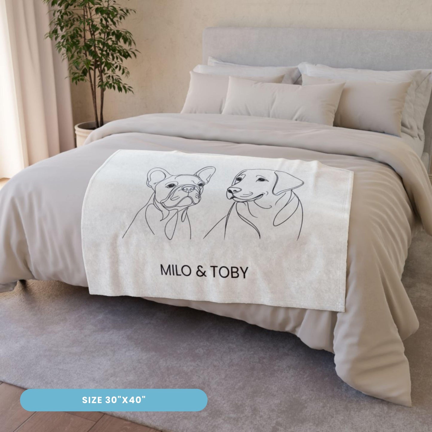 Custom Line art blanket - 2 Pet