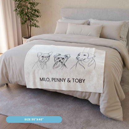 Custom Line Art blanket - 3 Pet