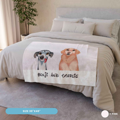 Custom Cartoon Pet Blanket - 2 Pet